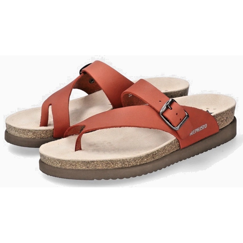 Mephisto Women Size EU 39 US 9 Helen Classics Red Nubuck Designer Thong Sandals